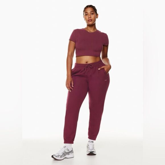 Tna NEW COZY FLEECE | PERFECT BOYFRIEND SWEATPANT | SPICED BURGUNDY - Picture 2 of 8